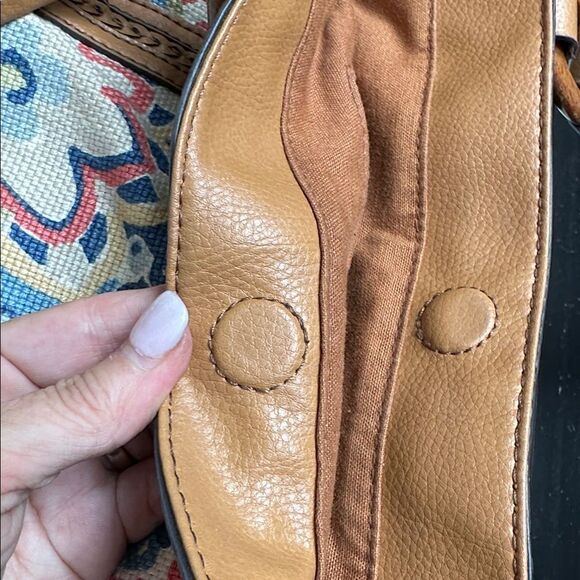 Fossil, genuine, leather, colorful canvas, shoulder handbag, purse, like new - Picture 11 of 11